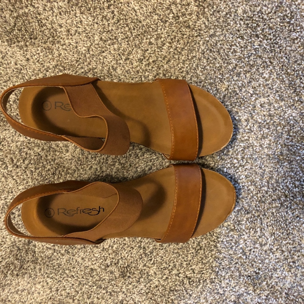 Clog style leather wedges